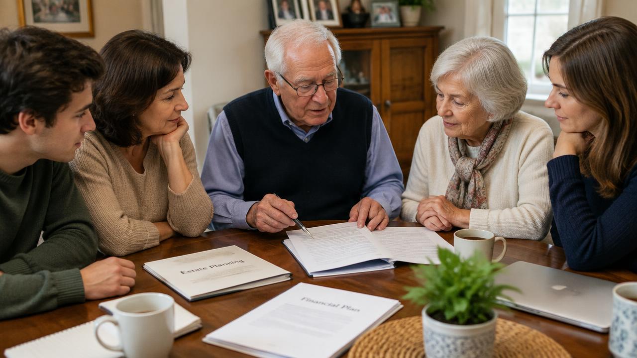 Family discussing burial insurance in California and end-of-life financial planning.