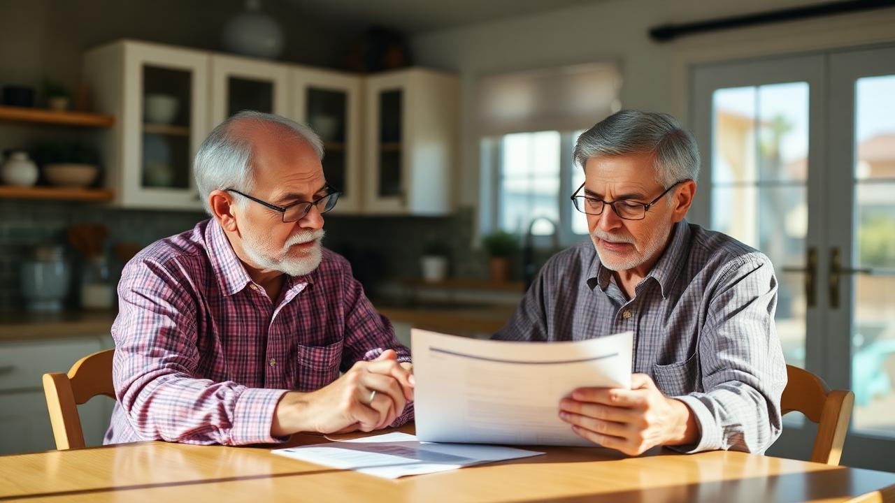 Fresno senior couple reviewing Medicare paperwork at their kitchen table